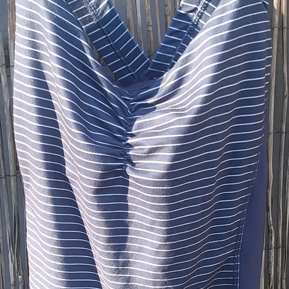 Marika Blue & White Striped Tank Top - S - Women's